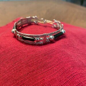 Sterling Silver and Green Jade Bracelet